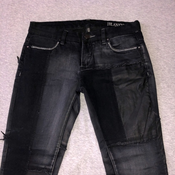 BLANKNYC Faux Leather Patch Jeans With Distressing - Picture 8 of 10